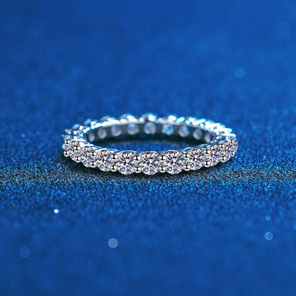 2023 Anillo De Plata 925 High Quality Sterling Silver 18k White Gold Vvs Moissanite Diamond Band Tennis Ring