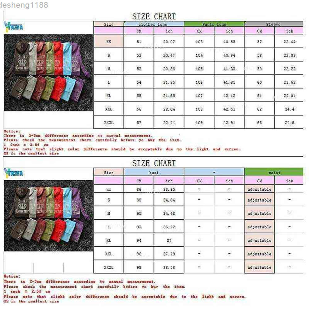 Juicy Womens 2024 Summer Brand Sewing Suit Velvet Tracksuits Velour Women Track Hoodies And Pants Met fallow5587 C260312