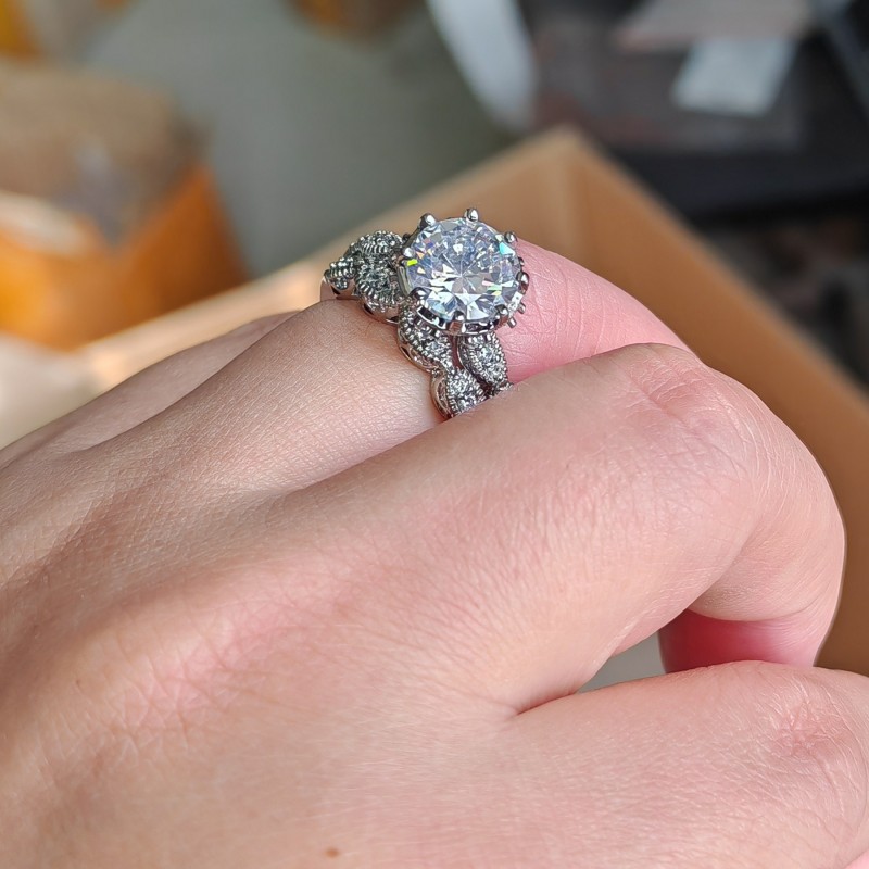 Choucong Brand Wedding Rings Vintage Jewelry 925 Sterling Silver Round Cut White Topaz CZ Diamond Gemstones Couple Women Bridal Ring Set For Lover Gif
