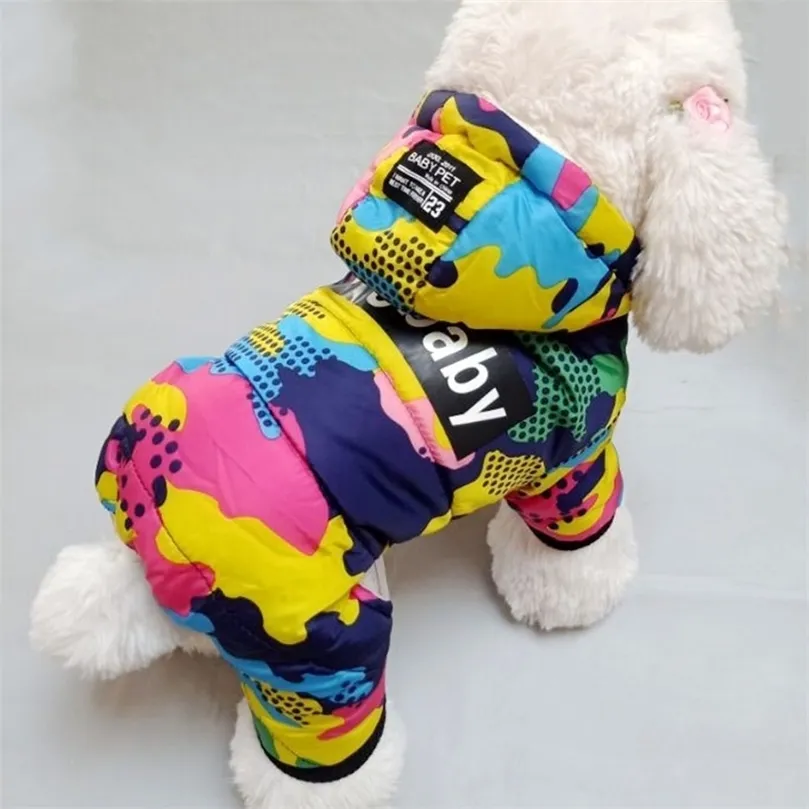 2025 new Apparel Winter Puppy Clothes Fashion Camo Printed Small Dog Coat Warm Cotton Jacket Pet Outfits Ski Suit for Dogs Cats Costume 2209