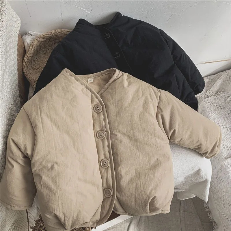 Down Coat Winter Thicken Kids Jacket Cotton Warm Parkas Solid Unisex Boys Girls Outdoor Windproof Outerwear 1 6Y 231027