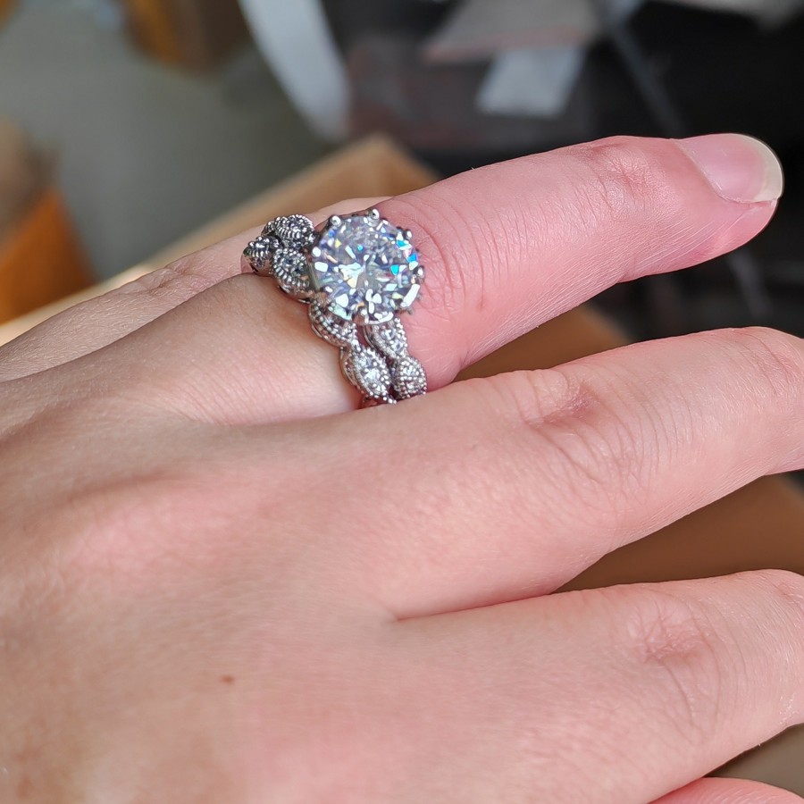 Choucong Brand Wedding Rings Vintage Jewelry 925 Sterling Silver Round Cut White Topaz CZ Diamond Gemstones Couple Women Bridal Ring Set For Lover Gif