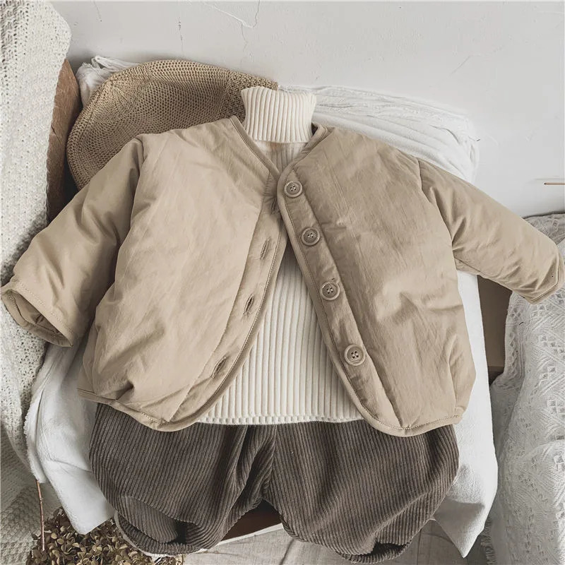 Down Coat Winter Thicken Kids Jacket Cotton Warm Parkas Solid Unisex Boys Girls Outdoor Windproof Outerwear 1 6Y 231027