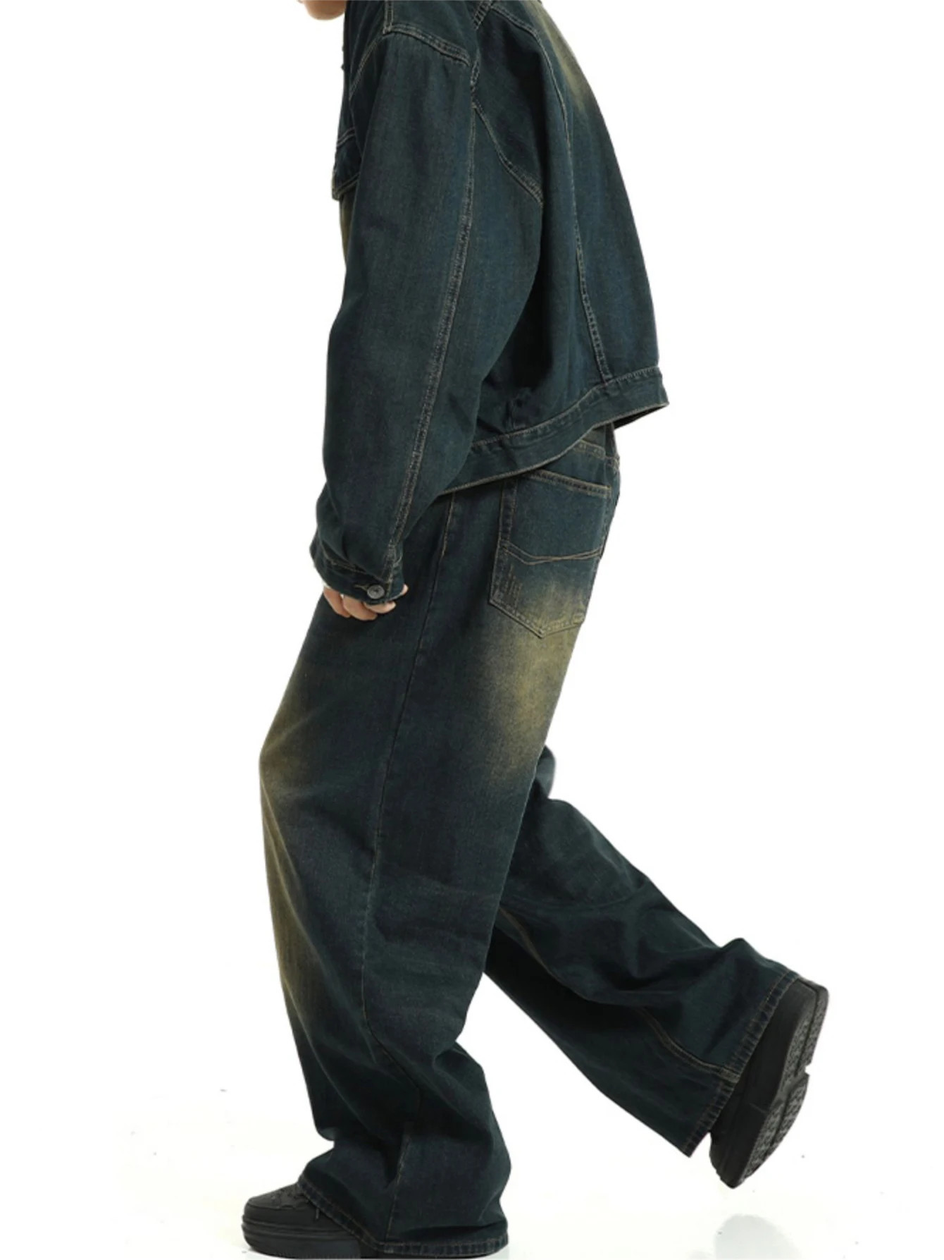 Men s Jeans REDDACHiC Big Size Green Wash Skater Men Baggy Adjust waist 90s Vintage Y2k Wide Pants Hip Hop Trousers Casual Work Wear 231027