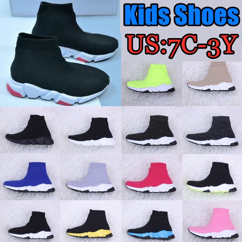 Designer kids shoes Triple-S Paris speed toddler Sock boots sneakers girls boys Casual shoe high black trainers kid youth boy girl Outdoor Sports Athletic