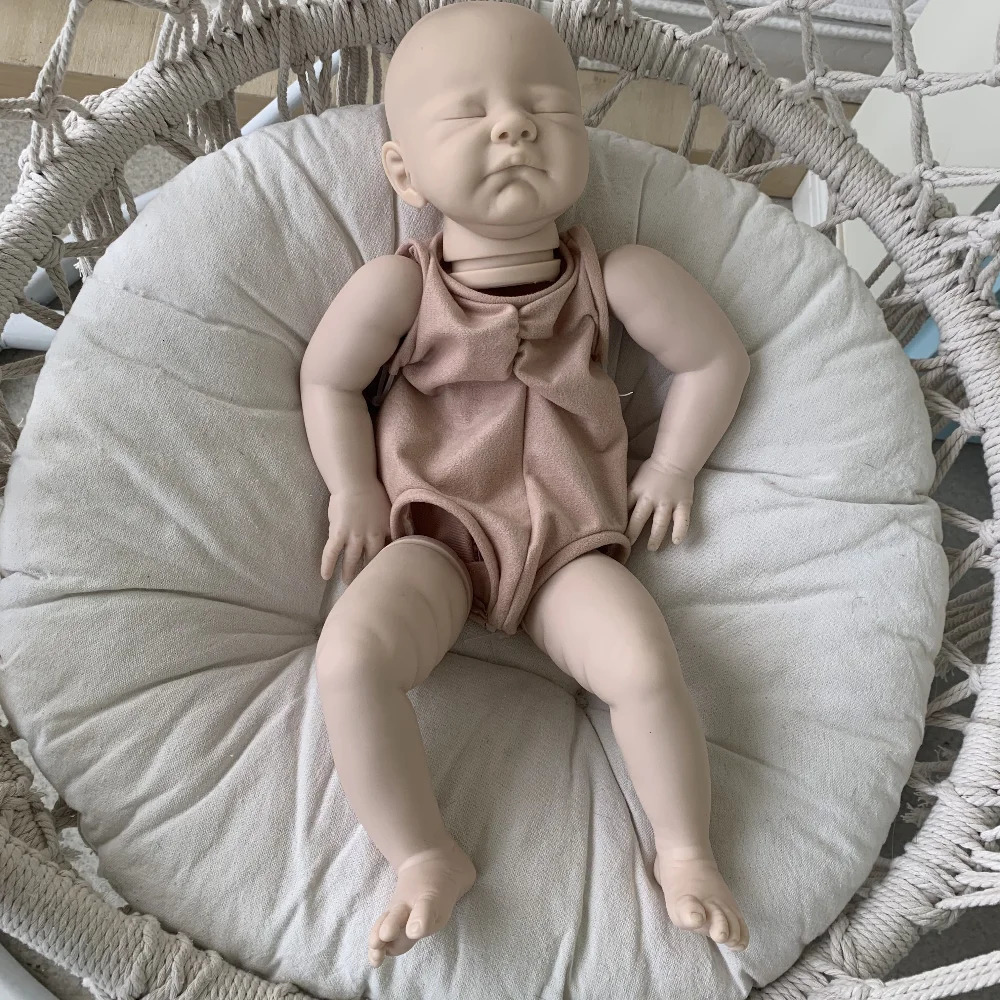 Dolls 22inches Reborn Doll Kit Sleeping Baby August with COA and Cloth BodyBebe Reborn Doll Mold Bebe Reborn Doll Kits 231027