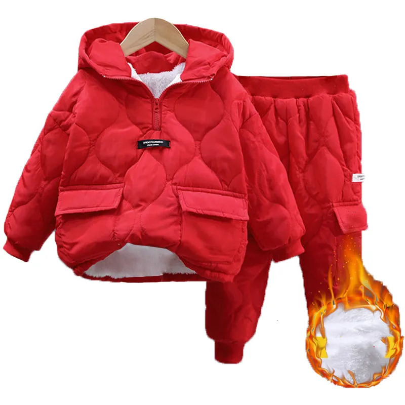 Clothing Sets Winter Girls Boys Clothing Sets 2-10 Years Children Warm Thick Jackets Pants Suit Boy Coats Trousers Kids Tracksuit Outfit 231027