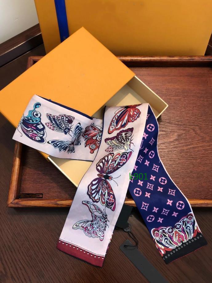 2024 Exclusive designer scarf women slim narrow bag handle silk scarf double-sided printed twill satin brand small silk