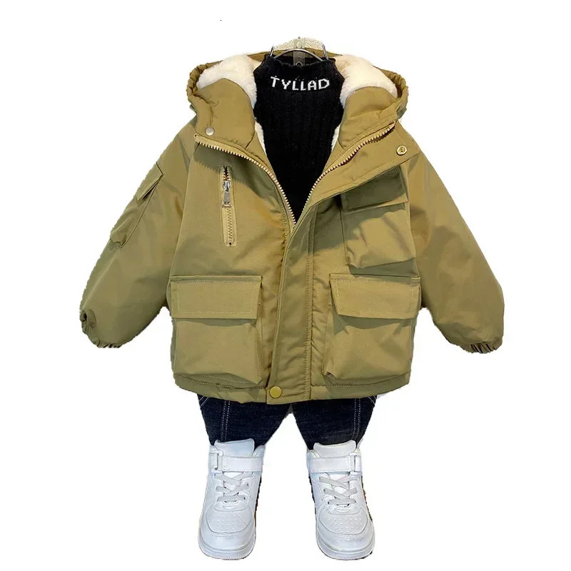Down Coat 2023 Winter Boys Jacket Splicing Thicken Keep Warm Hooded Cold Protection Windbreake for 3 10 Years Old Kids 231027
