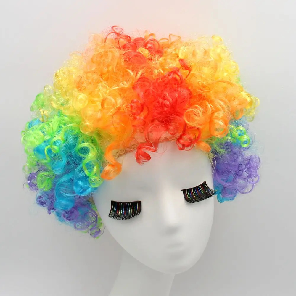 Party Hats Round Curly Wig Carnival Children Adult Explosion Hair Hat Children's Day Party Accessories Fluffy Funny Clown Fans Headgear 231027