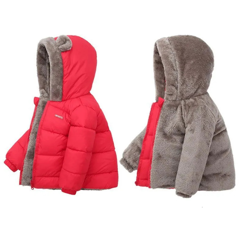 Jackets Cashmere Children Coat 2023 Autumn Winter Thicken Jacket Boys Girls Solid Color Hooded Kids Parka Outerwear 26 Years 231027