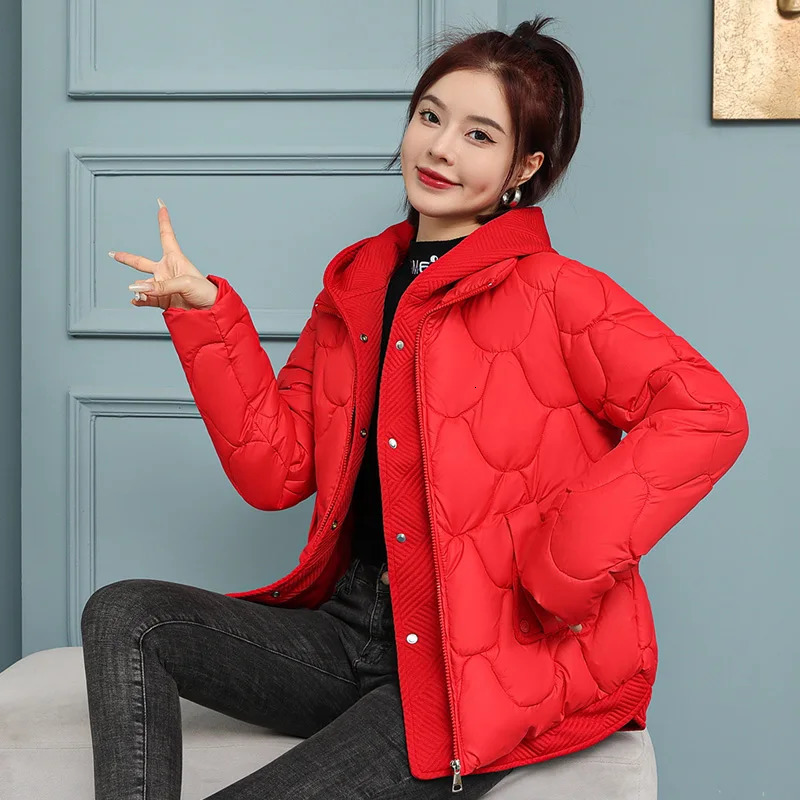 Women's Down Parkas CRRIFLZ Women Fall Winter Hooded Patchwork Long Sleeve Big Pocket Rhombic Solid Color Zipper Warm Cotton Parka Jacket 231027