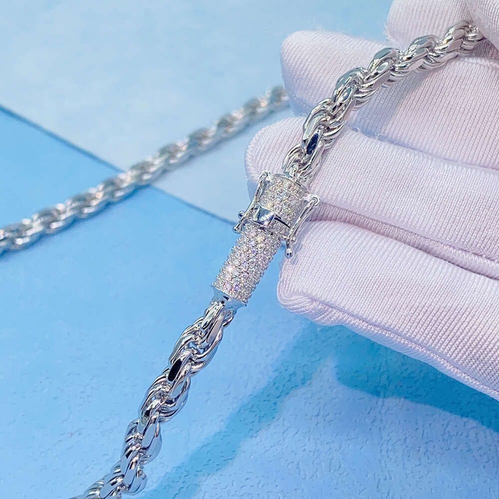 necklace cuban k chains men sterg 6mm wide twisted rope chain vvs moissanite pass dia tester necklaces for women designer jewelry gift