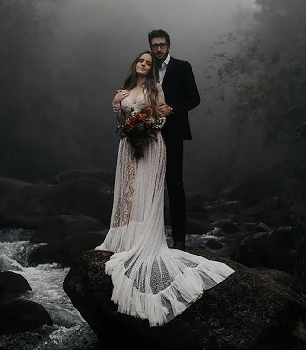 Bridal Dresses 2023 See Through A-line Backless Long Sleeve Bohemian Country Wedding Dresses Lace Tulle Beach robes de mariee