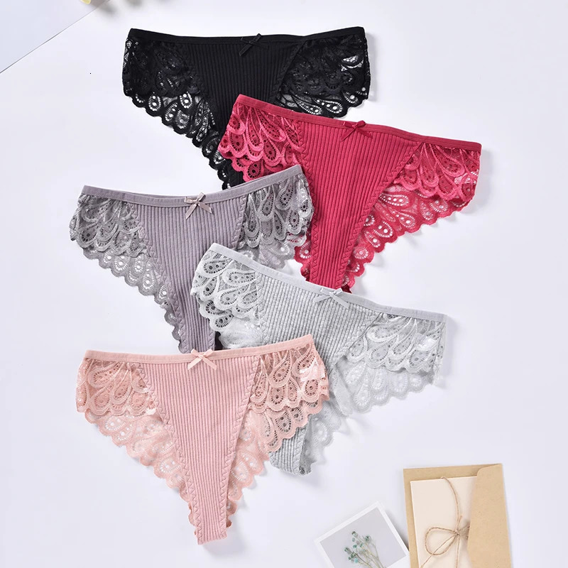 Women's Panties 6Pcs S4XL Plus Size Women Underwear Sexy Lace Low Waist Thongs G String for Beautifule Lingerie Multi Pack 231027