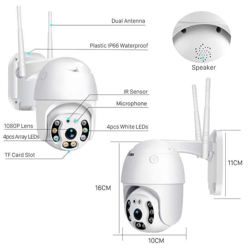 V380 1080P Security Camera WIFI Outdoor PTZ Speed Dome Wireless IP Camera CCTV Pan Tilt 4XZoom IR Network Surveillance P2P CAM