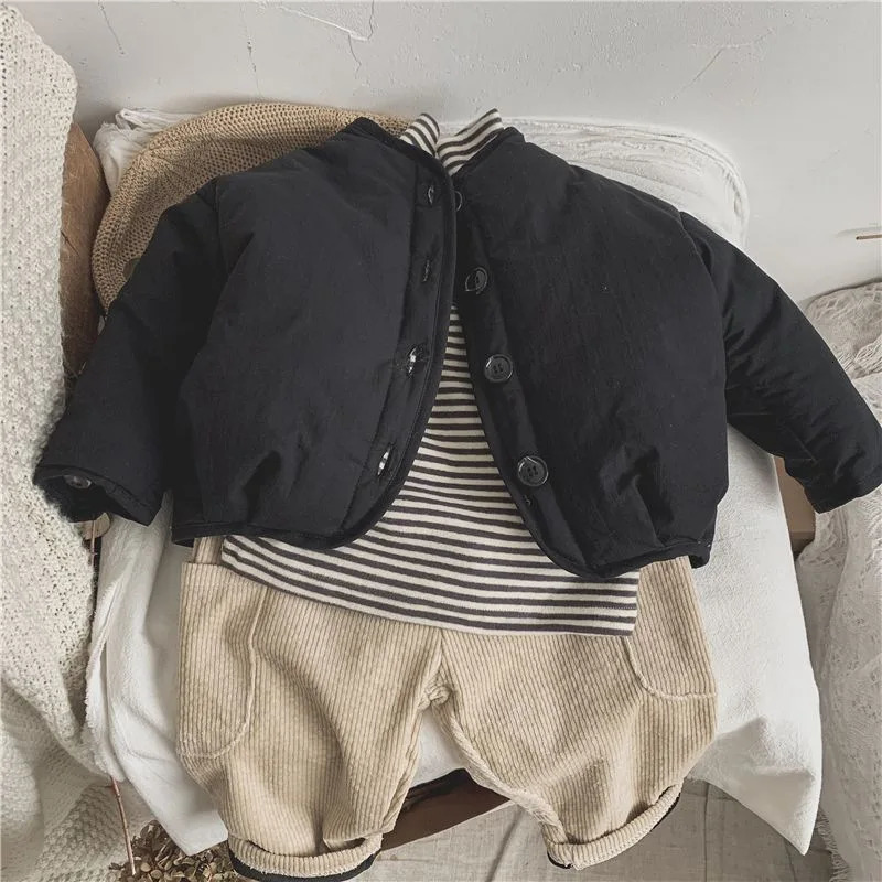 Down Coat Winter Thicken Kids Jacket Cotton Warm Parkas Solid Unisex Boys Girls Outdoor Windproof Outerwear 1 6Y 231027