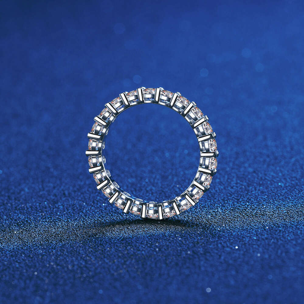 2023 Anillo De Plata 925 High Quality Sterling Silver 18k White Gold Vvs Moissanite Diamond Band Tennis Ring