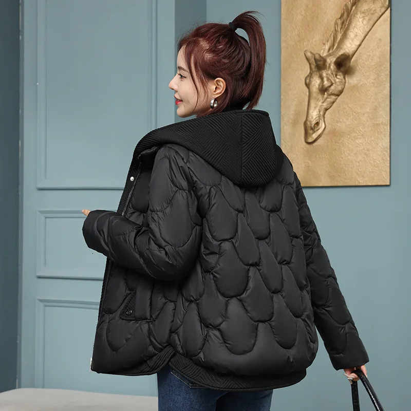 Women's Down Parkas CRRIFLZ Women Fall Winter Hooded Patchwork Long Sleeve Big Pocket Rhombic Solid Color Zipper Warm Cotton Parka Jacket 231027