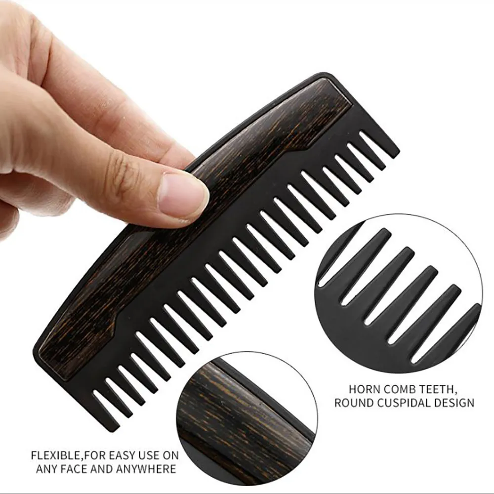 MOQ 100pcs Preminum OEM Custom Hair Comb Wide Teeth Metal Wooden Beard Combs Oil Hairs For Men Peines De Barba De Madera Pelos De Aceite Para Hombres
