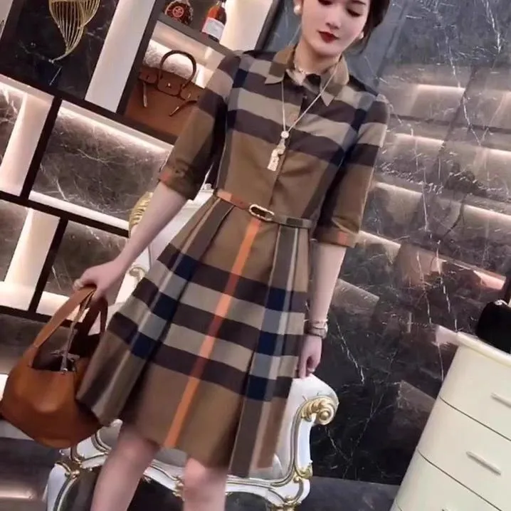 women's fashion british style shirt dressLuxury brand designer dress Fashion letter print Dress Slim quick dry mini skirt American Womens clothing Women Casual