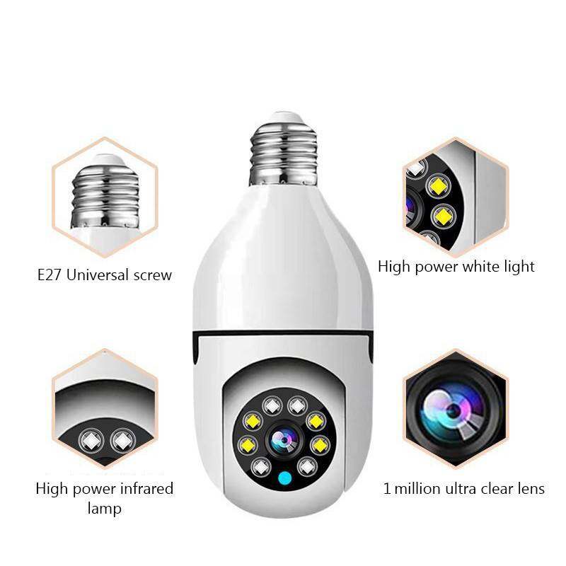 5G E27 LED Bulb Full HD 1080P Wireless Home Security WiFi CCTV IP Camera Two Way Audio Panoramic Night Vision