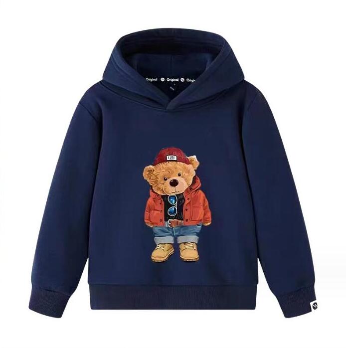 Pullover Spring Autumn Kids Cartoon Bear Hoodies Children Cotton Sweaters Boys Casual Sweatshirts 2-8 Years Y241115JMSM Y241115JMSM Y241115