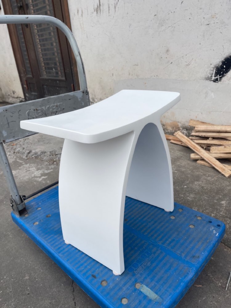 Bathroom Stool Modern Curved Design Furniture Bench Seat Acrylic Solid Surface Stone Chair RJ001