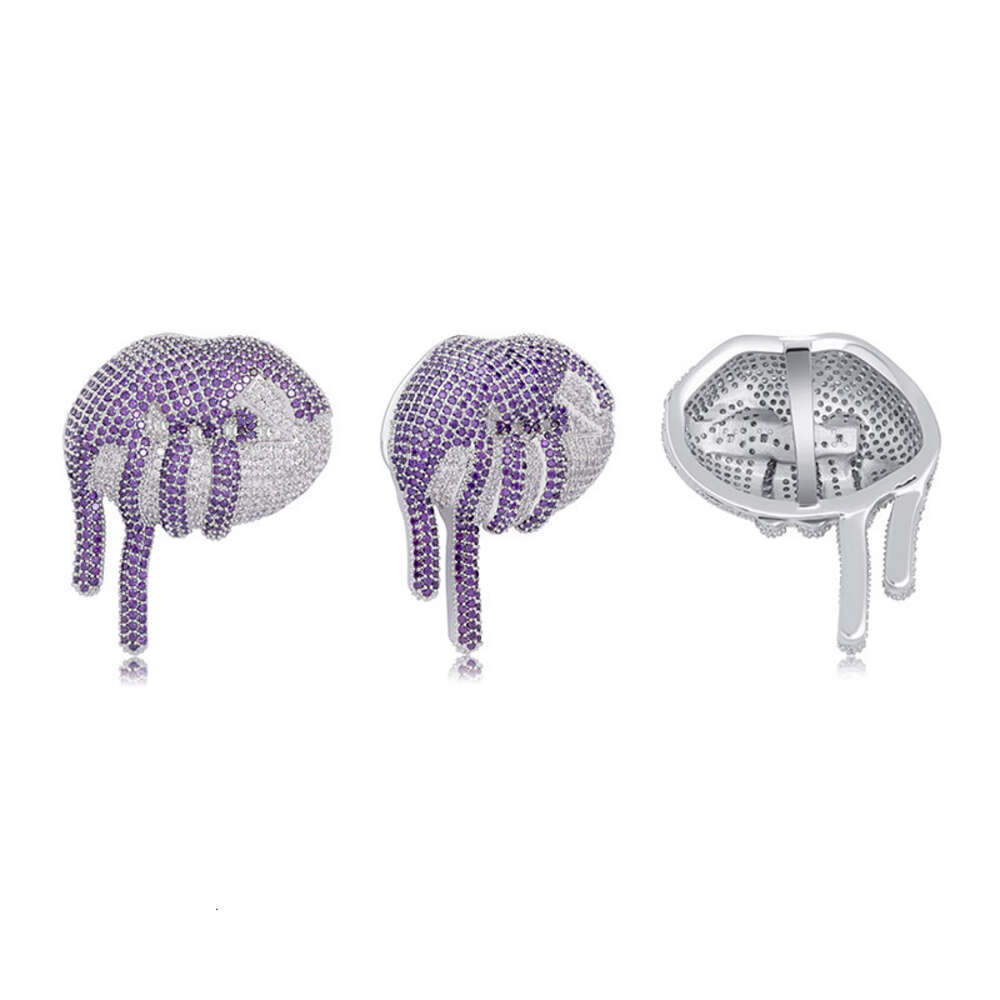 Fine Quality Ins Sexy Lips Full Zircon Two Tone Pendant Necklace 18K Gold Trendy Personalized Hip Hop Necklaces Jewelry Iced Out Gemstone Party Rapper