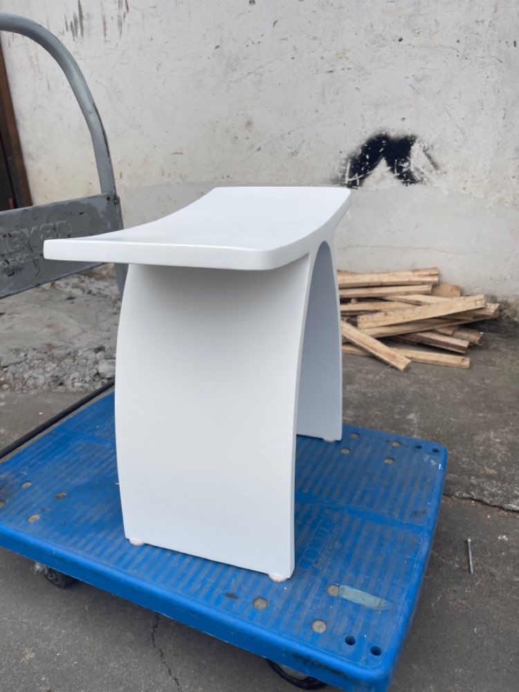 Bathroom Stool Modern Curved Design Furniture Bench Seat Acrylic Solid Surface Stone Chair RJ001