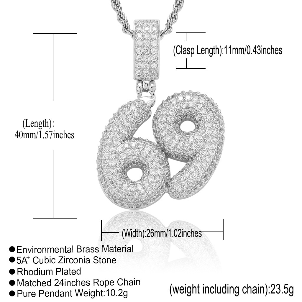 Hip Hop Charm DIY Gold Silver Color 0-9 Bubble Numbers Pendant Women Children Jewelry Gift