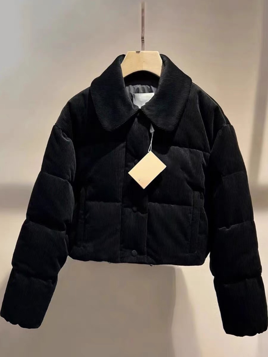 Feeling lapel velvet down jacket for women 2023 winter new m/iu short white duck down bread jacket thickened cotton jacket