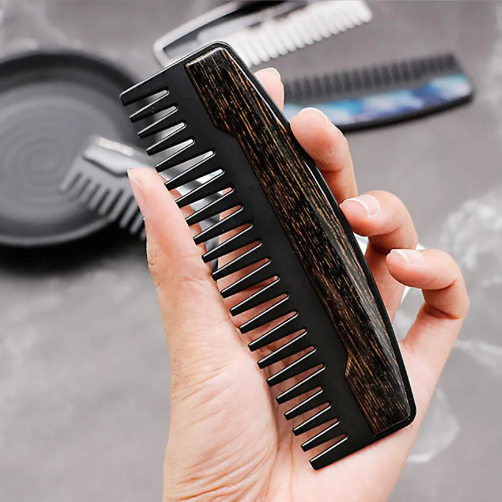 MOQ 100pcs Preminum OEM Custom Hair Comb Wide Teeth Metal Wooden Beard Combs Oil Hairs For Men Peines De Barba De Madera Pelos De Aceite Para Hombres