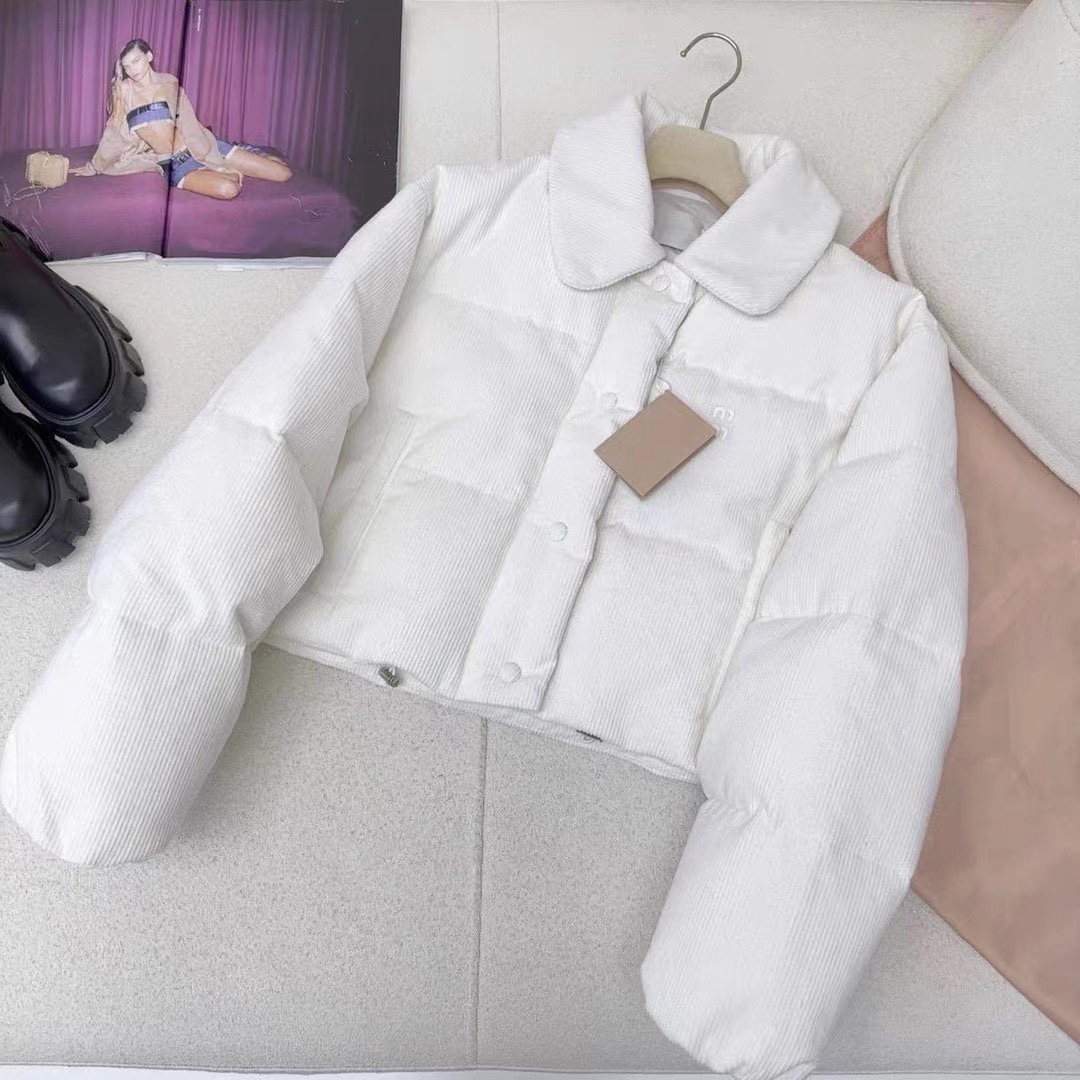 Feeling lapel velvet down jacket for women 2023 winter new m/iu short white duck down bread jacket thickened cotton jacket