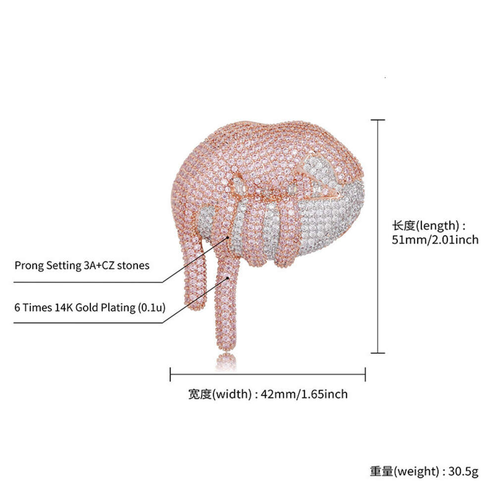 Fine Quality Ins Sexy Lips Full Zircon Two Tone Pendant Necklace 18K Gold Trendy Personalized Hip Hop Necklaces Jewelry Iced Out Gemstone Party Rapper