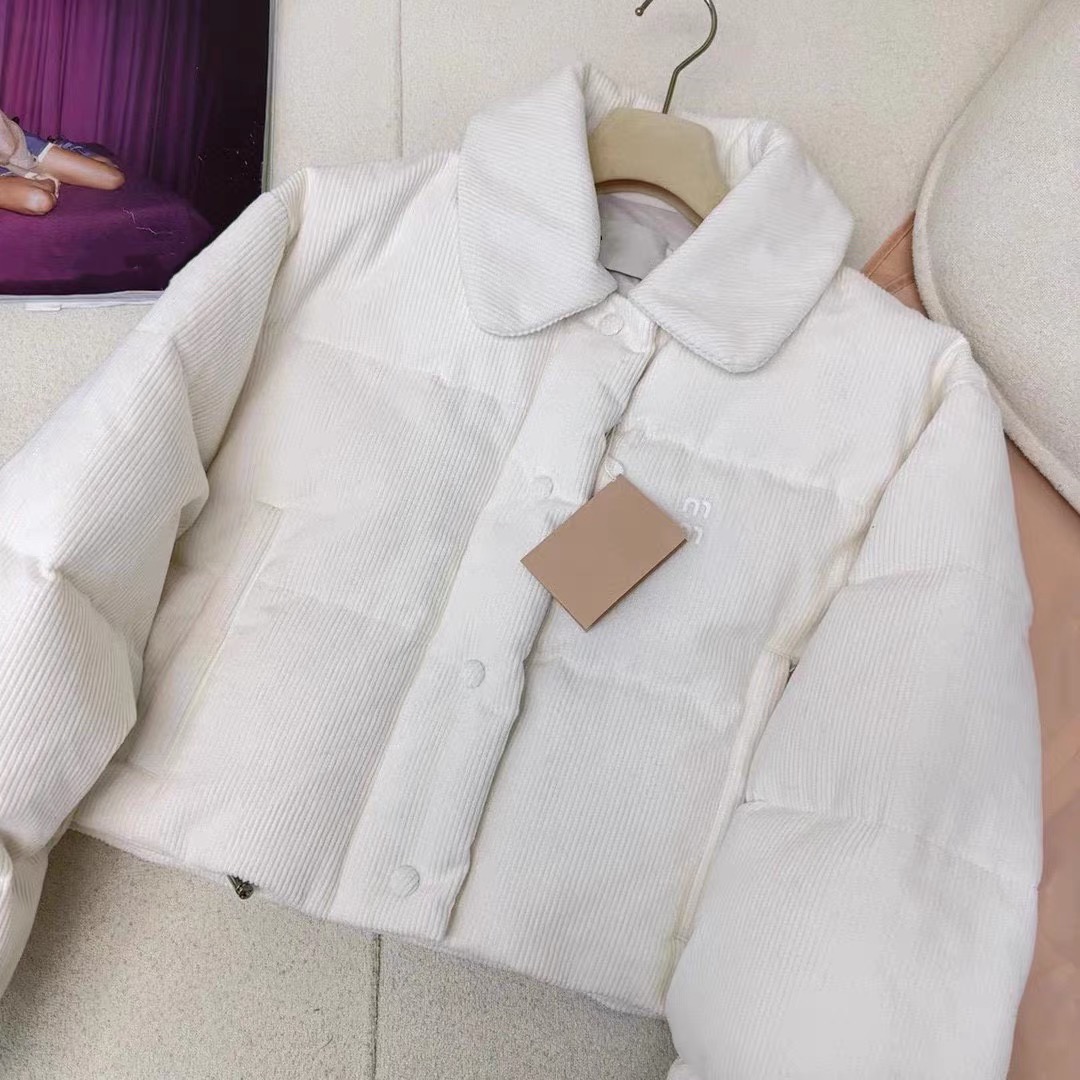 Feeling lapel velvet down jacket for women 2023 winter new m/iu short white duck down bread jacket thickened cotton jacket