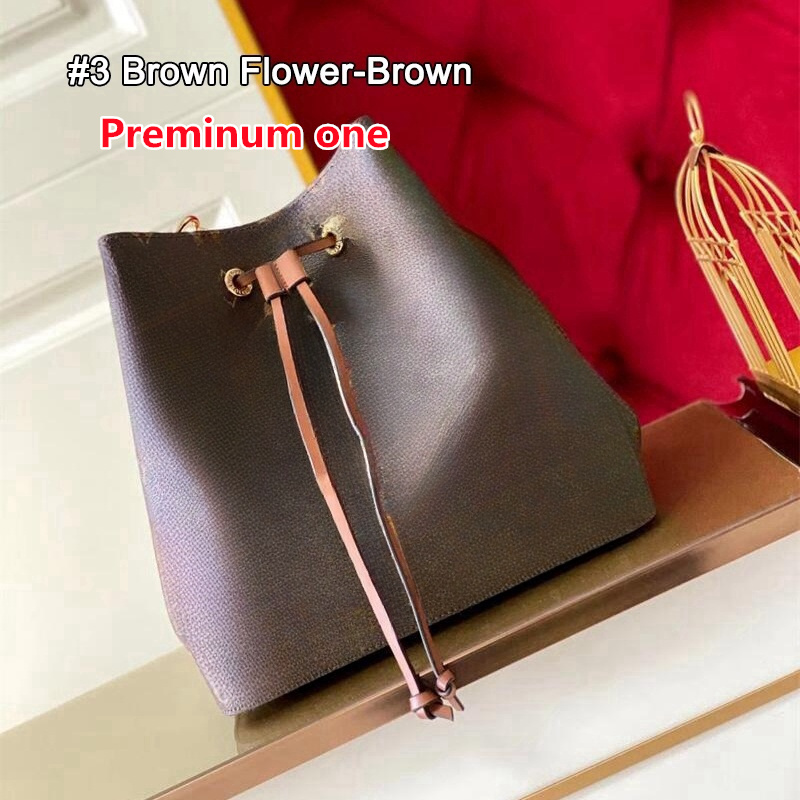 Drawstring Neonoe Real Leather Fashion Women Shoulder Bag Tote Designer Handbags Presbyopic Shopping Bag Purse