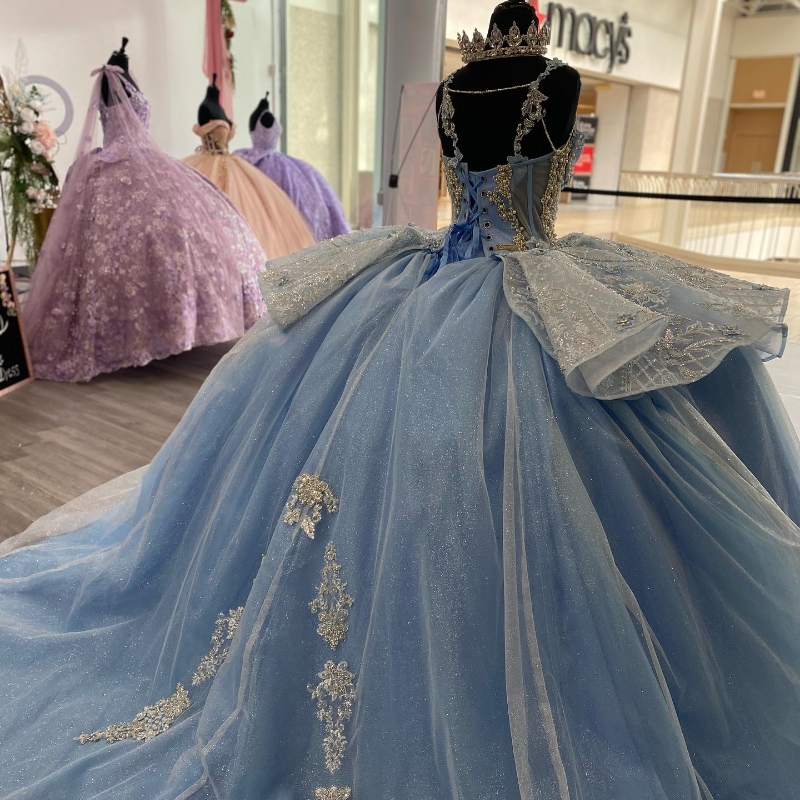 Shiny Off The Shoulder Quinceanera Dresses Tulle Appliques Beading Pearl Lace Up Vestidos De 15 Anos Princess Ball Gown Sweet 16 Dress