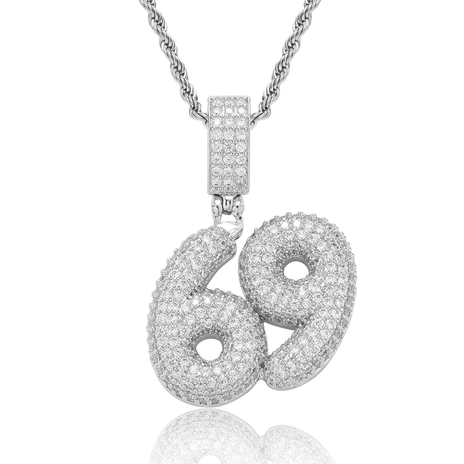 Hip Hop Charm DIY Gold Silver Color 0-9 Bubble Numbers Pendant Women Children Jewelry Gift
