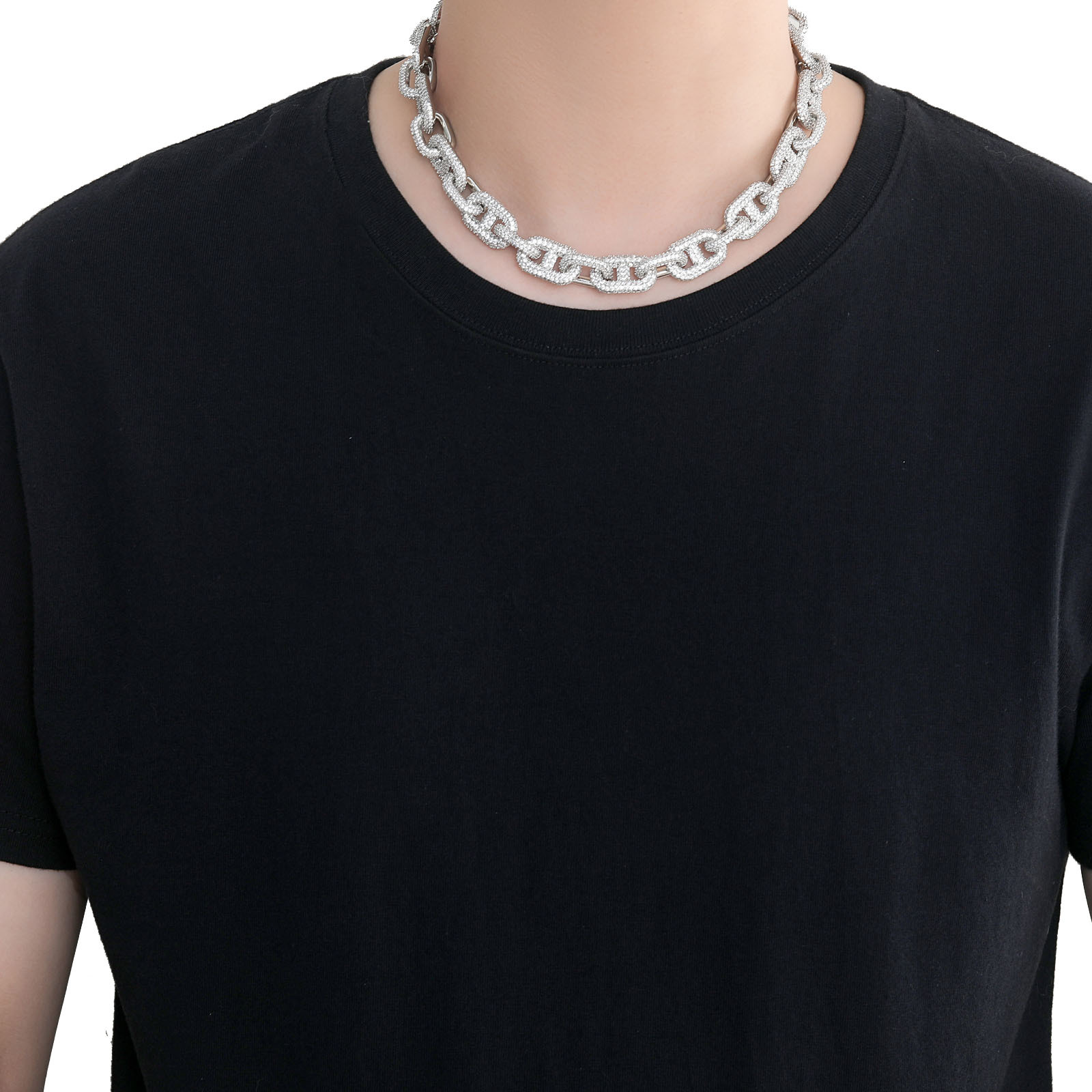 15mm Hip Hop Coffee Beans Chain Pig Nose Cuban Chain Necklace Bracelet 18k Real Gold Plated Cool Men Jewelry Set