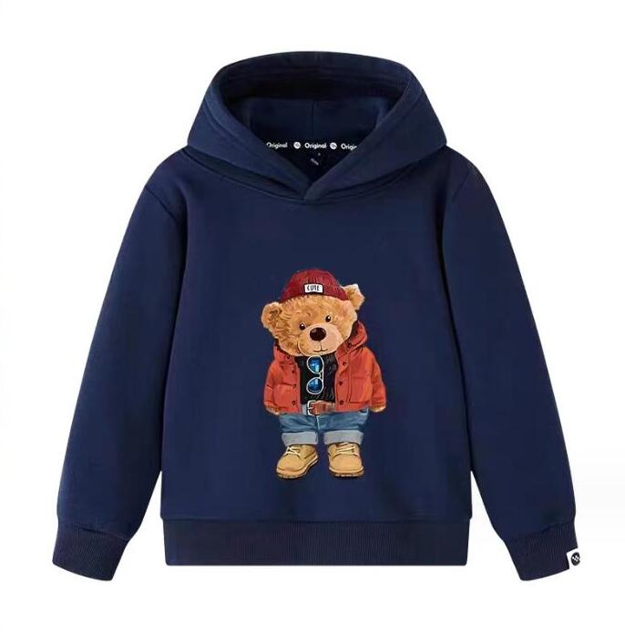 Pullover Spring Autumn Kids Cartoon Bear Hoodies Children Cotton Sweaters Boys Casual Sweatshirts 2-8 Years Y241115JMSM Y241115JMSM Y241115