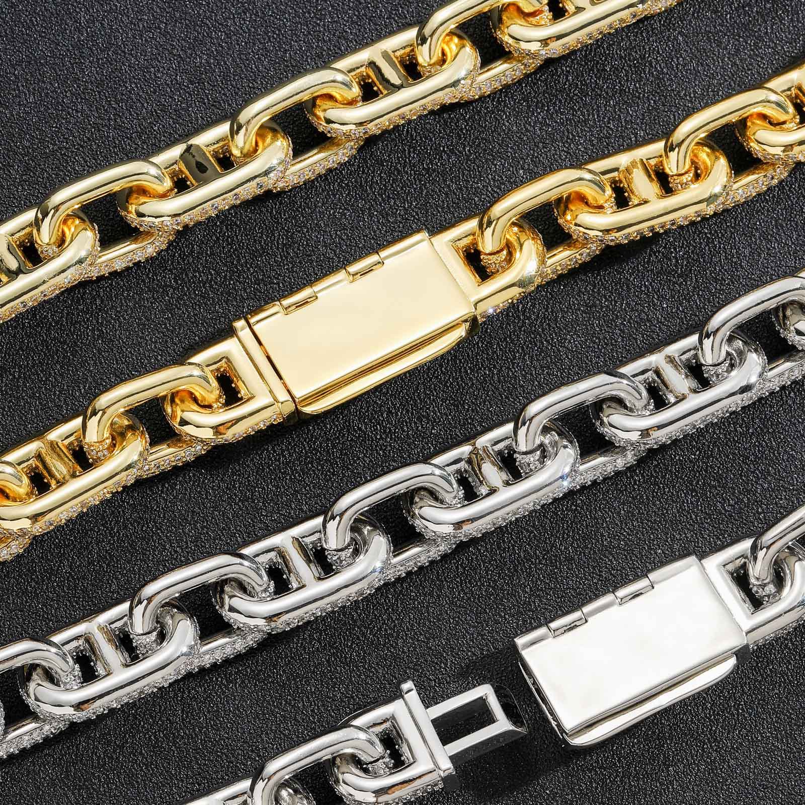 15mm Hip Hop Coffee Beans Chain Pig Nose Cuban Chain Necklace Bracelet 18k Real Gold Plated Cool Men Jewelry Set