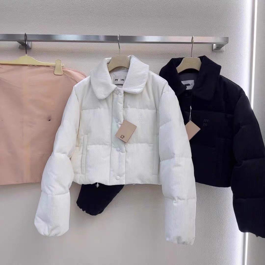 Feeling lapel velvet down jacket for women 2023 winter new m/iu short white duck down bread jacket thickened cotton jacket