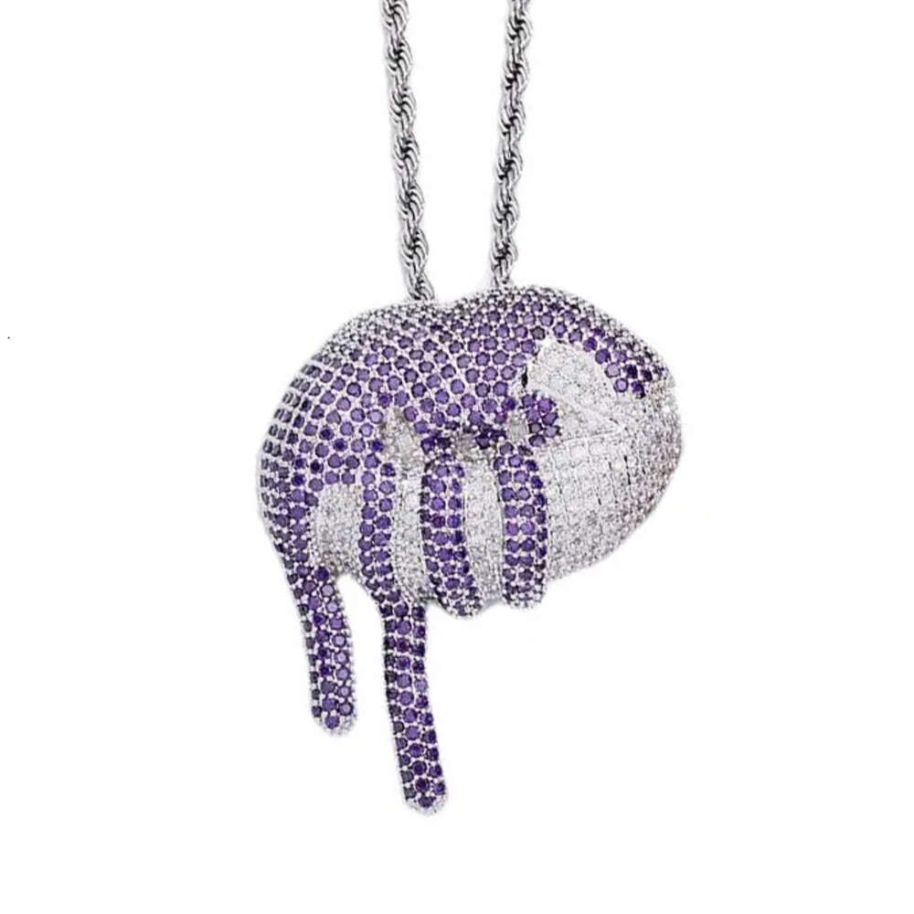 Fine Quality Ins Sexy Lips Full Zircon Two Tone Pendant Necklace 18K Gold Trendy Personalized Hip Hop Necklaces Jewelry Iced Out Gemstone Party Rapper