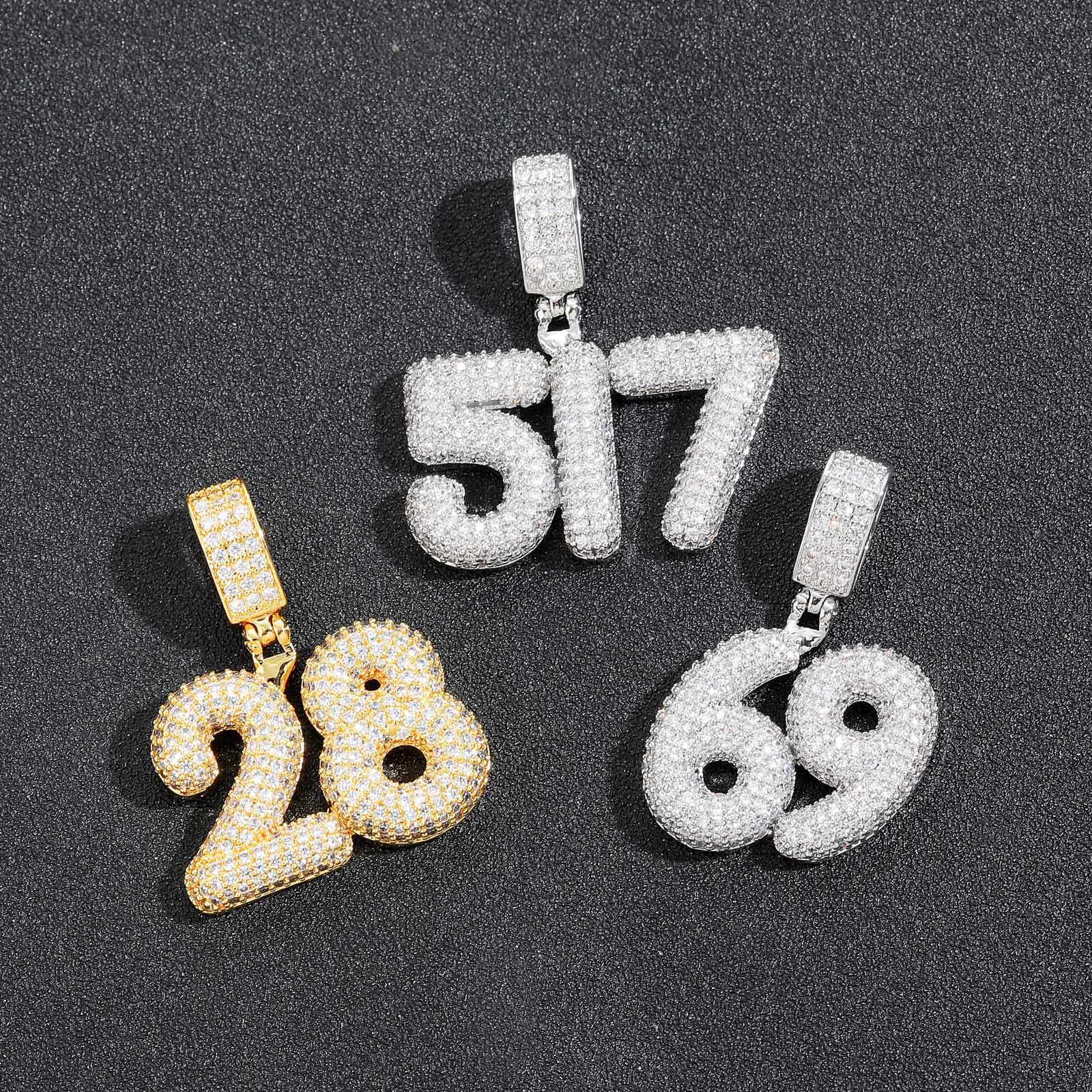 Hip Hop Charm DIY Gold Silver Color 0-9 Bubble Numbers Pendant Women Children Jewelry Gift