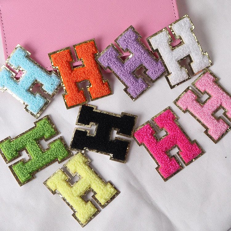 Bag Parts Accessories 5.5 cmA-Z Felting Sticker Pink Towel English letter Patches for Clothes Embroidery Appliques Clothing name Diy Craft Accessories
