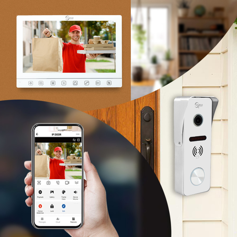 Tuya 7 inch Screen with Video Doorbell Camera Intercom System IC card unlocking Access Control Smart security device For Apartment