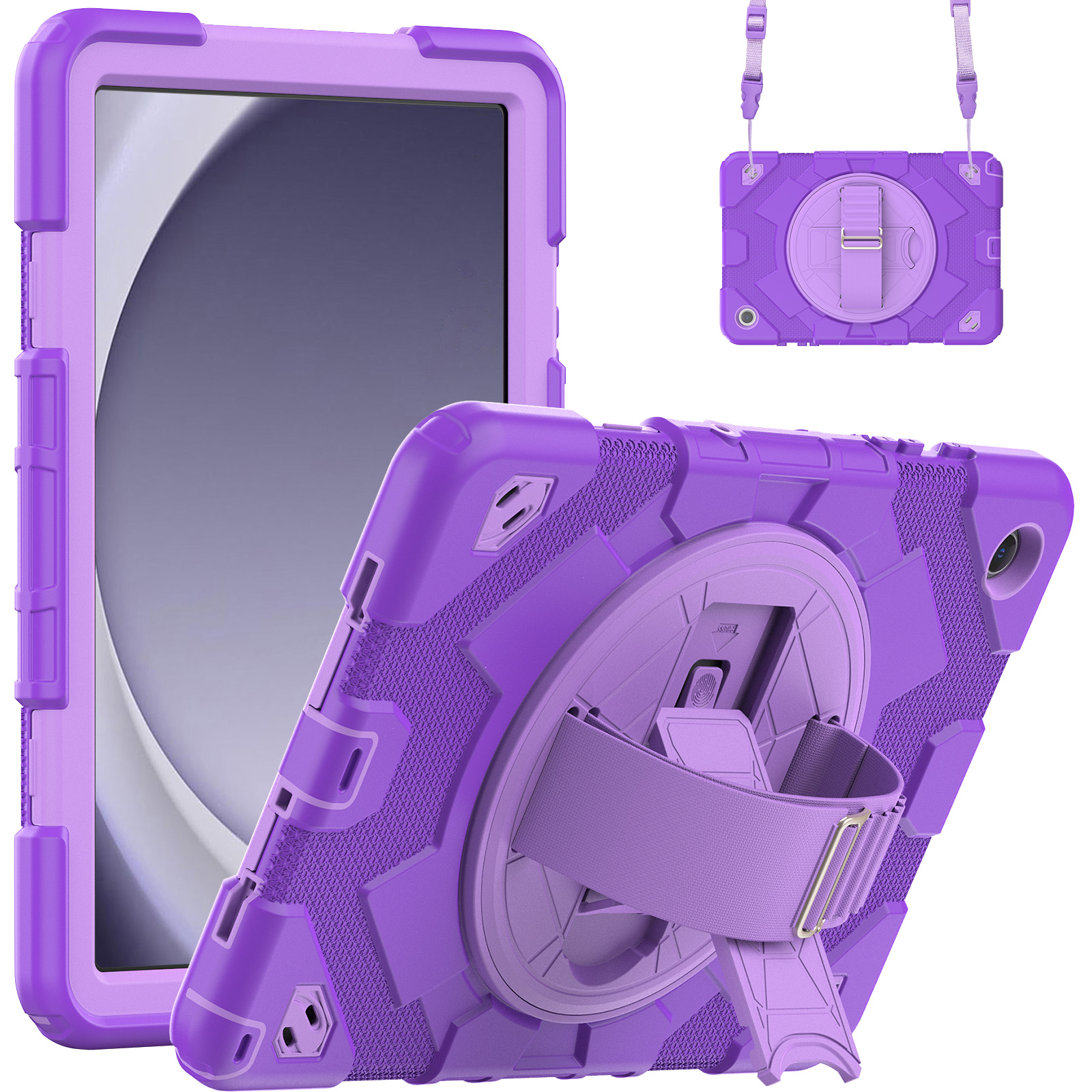For Samsung Galaxy Tab A9 Plus 11 inch kids Shockproof Case Hybrid Armor Protective Tablet Cover 360 Rotating Stand Strap Cases with S Pen Holder SM-X