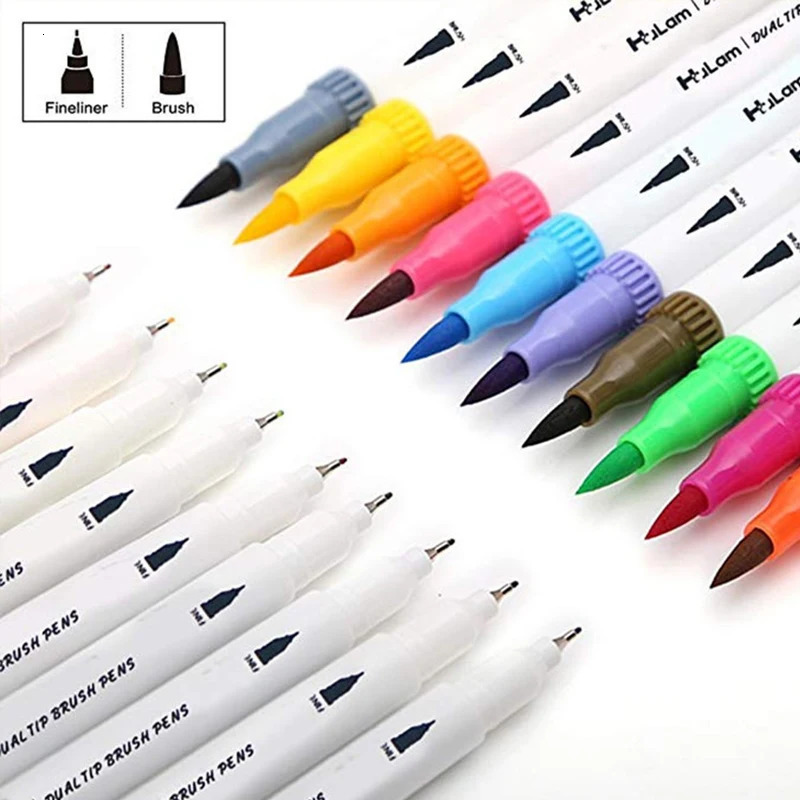 Markers 120/100/80/60/48 Colors Watercolor Art Markers Set Brush Pen Dual Tip Fineliner Drawing for Calligraphy Painting Art Supplies 231030