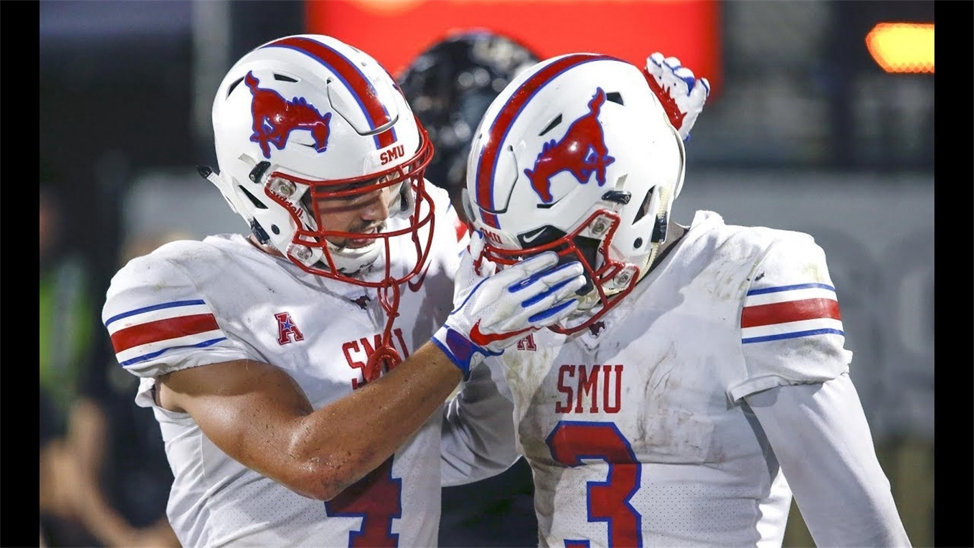 SMU Mustangs Football Jersey 20 Chris Adimora 18 Teddy Knox 71 Logan Parr 72 Caleb Johnson 82 RJ Maryland 3 Romello Brinson 41 Stephon Wright Top